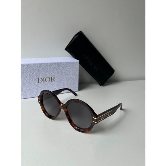 NEW Dior Signature R1U Round Sunglasses in Havana Brown - Picture 7 of 11